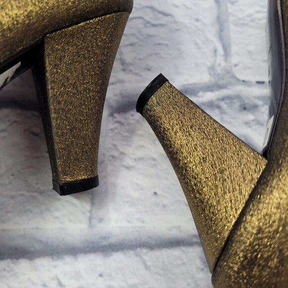 Marc Jacobs Bronze Taffeta Heels with Black Mesh Bows & Trim size 36 1/2 - Picture 14 of 15